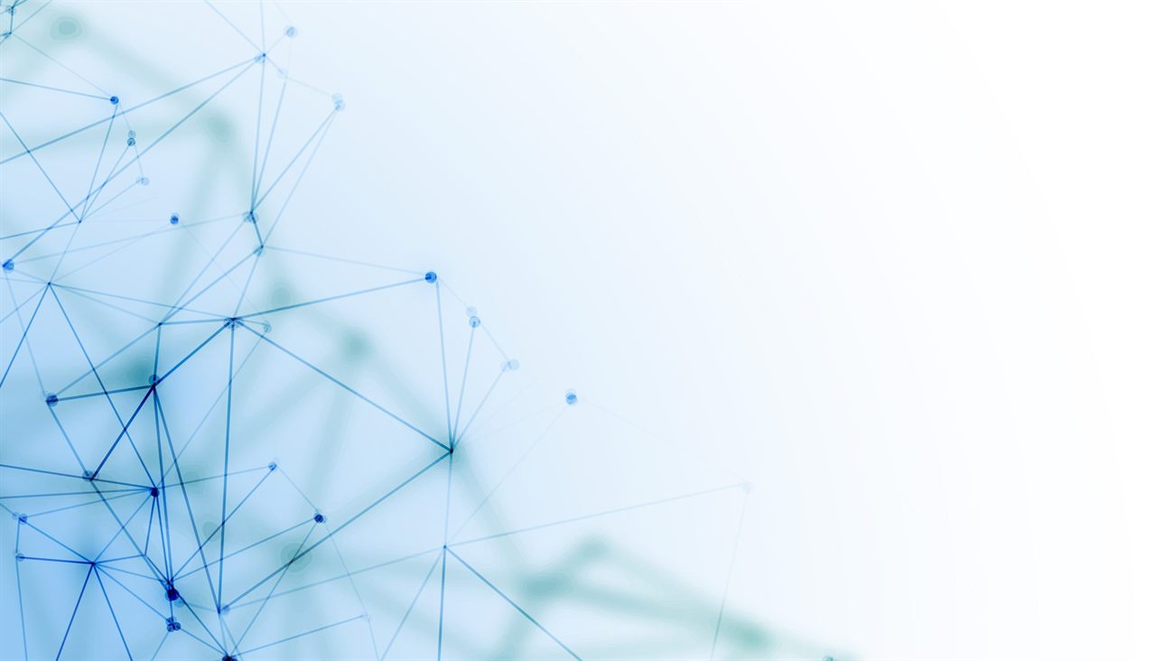 Abstract blue network of connected points across a pale background